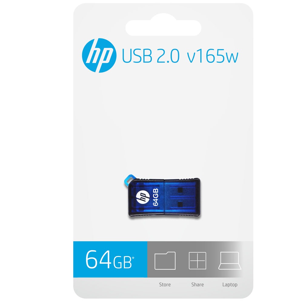 Blue HP v165w 64GB USB 2.0 Flash Drive P-FD64GHP165-GE